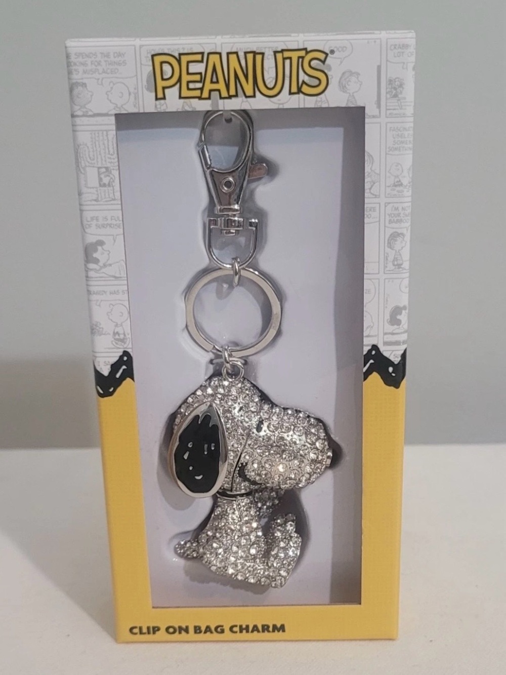Peanuts Snoopy Rhinestone Clip-On Bag Charm - Silver - Picture 15 of 15